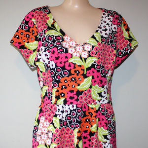 Kaari Blue Dress Womens Large Fit-and-Flare Floral